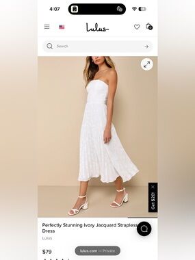 Lulu's Ivory Strapless Midi Dress size Medium